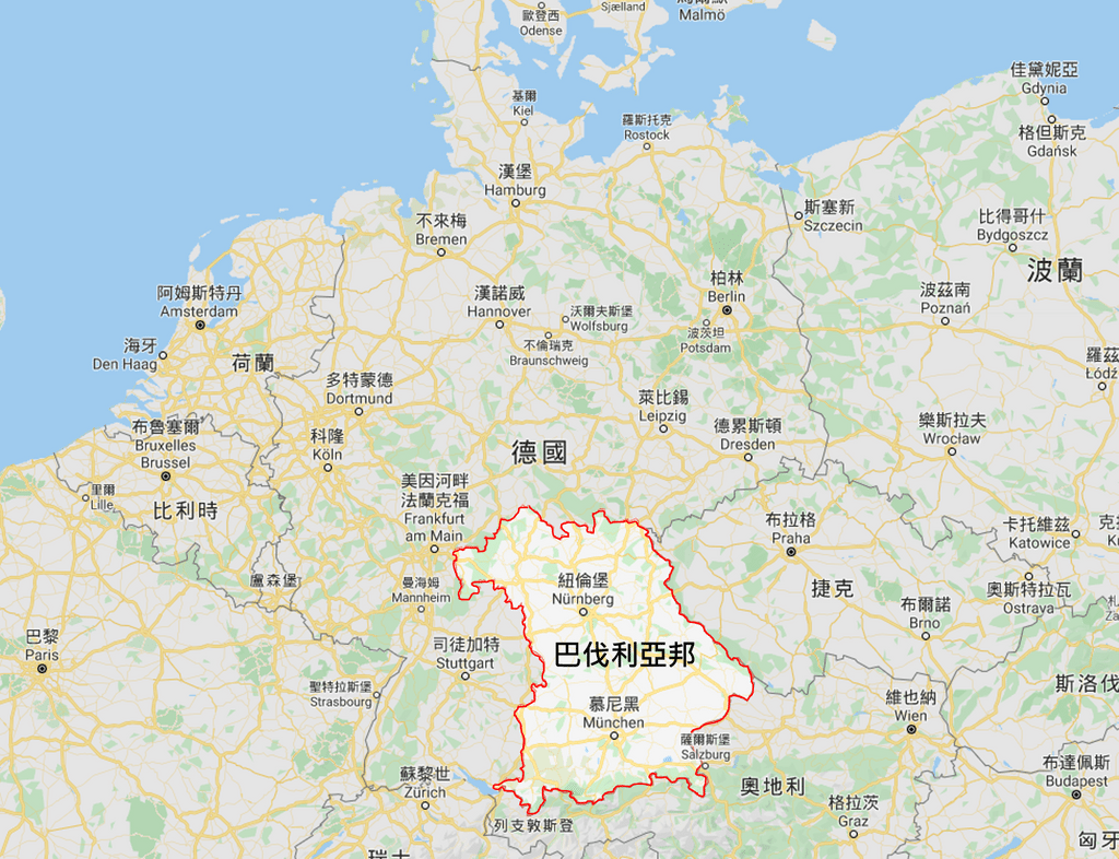 巴伐利亞邦位置圖